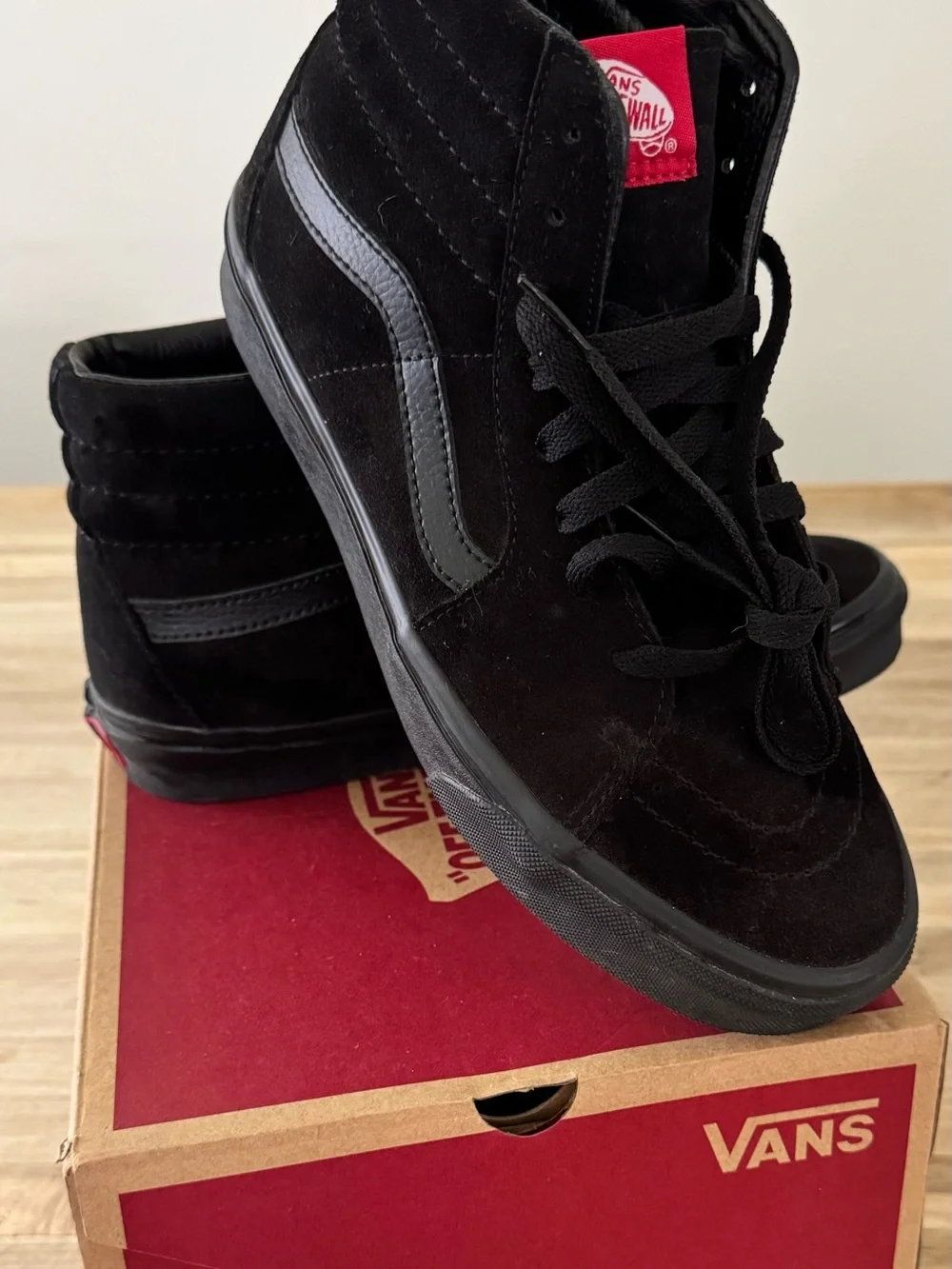 Vans Black High-Top Suede Sneakers with Black Stripe